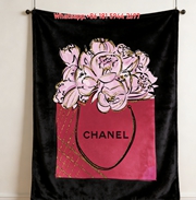 Chanel Inspired Pink Floral Bag Art Flannel Throw Blanket IMG_7352
